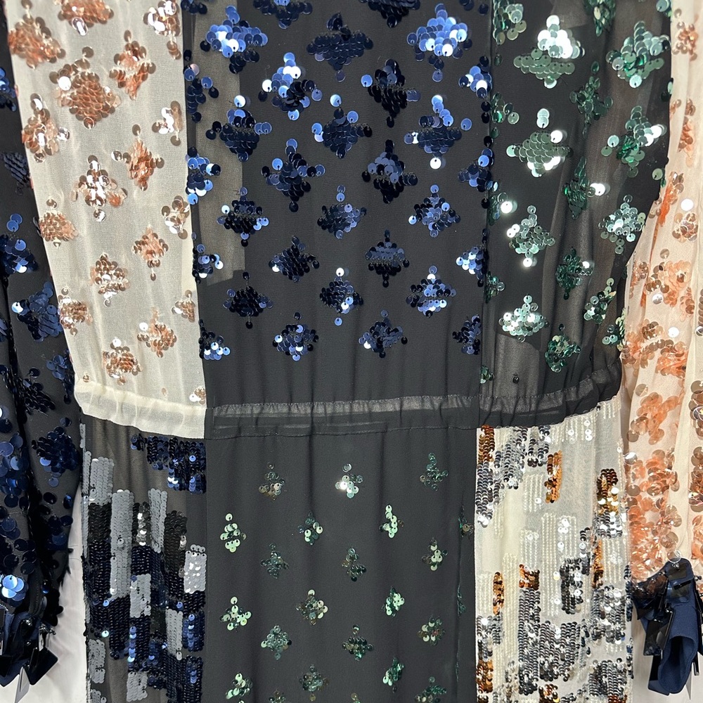 Tory Burch Color-Block Sequin Midi Dress Caftan Style Size 2 - Picture 7 of 16